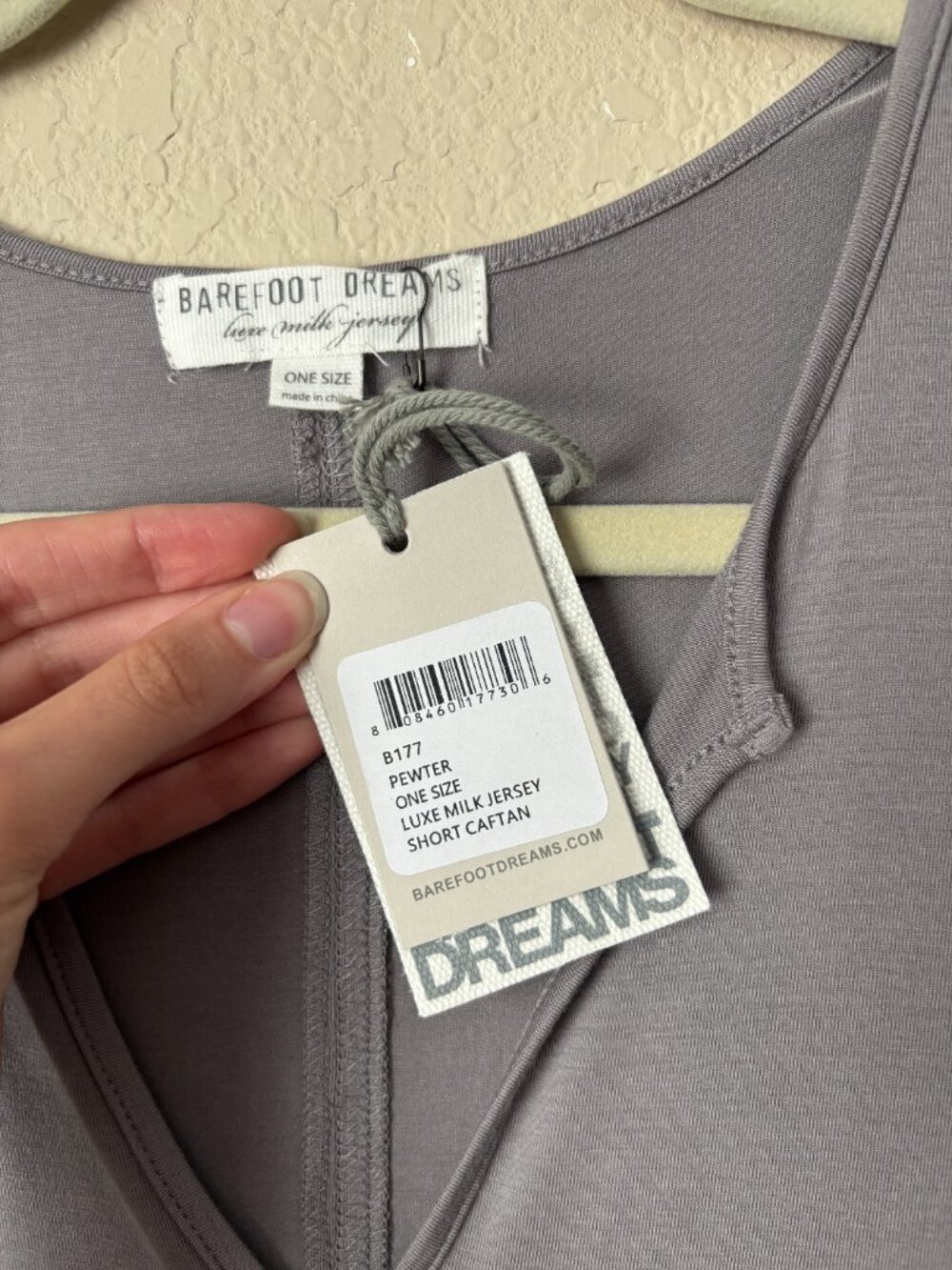 NEW Barefoot Dreams Luxe Milk Jersey Short Caftan in Pewter - Picture 3 of 12